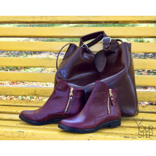 Ботинки из бордовой кожи со змейками Арт. 12-21(М6) 