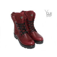 Ботинки бордового цвета со шнуровкой на тракторной подошве Арт. 12-6F(S2)