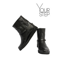 Ботинки из черной кожи со съемным ремешком Арт. 12-19F