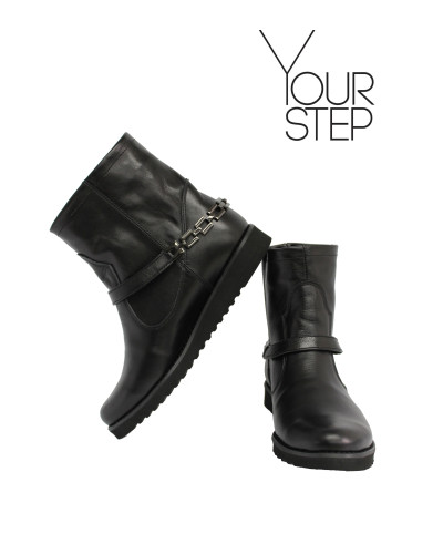 Ботинки из черной кожи со съемным ремешком Арт. 12-19F