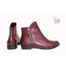 Ботинки из бордовой кожи со змейками Арт. 12-21(М6) 