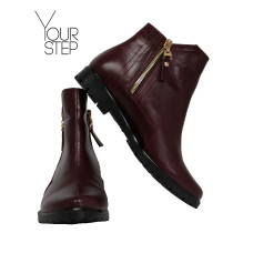 Ботинки из бордовой кожи со змейками Арт. 12-21(М6) 