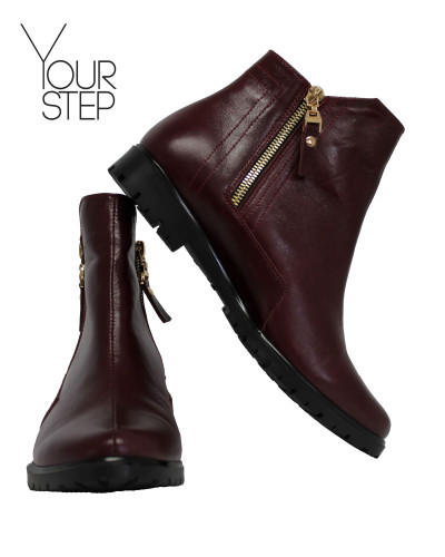 Ботинки из бордовой кожи со змейками Арт. 12-21(М6) 