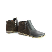 Черевики зі шкіри та замші кольору шоколад зі змійками Арт. 235-2/12