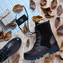 Ботинки цвета шоколад со шнуровкой на тракторной подошве Арт. 12-6(S2)