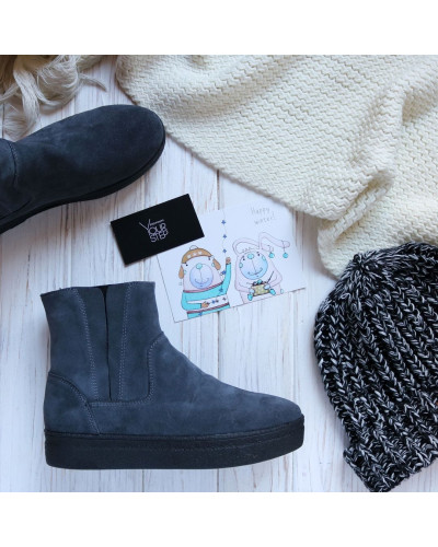 Черевики із темно-сірої замші Арт. 12-28Ls