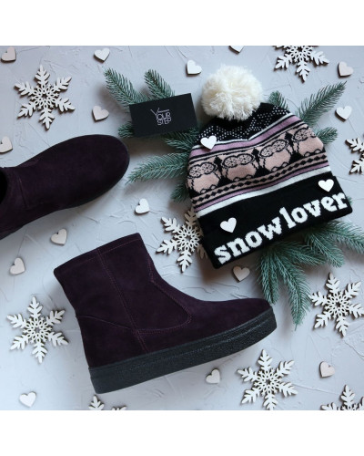 Ботинки из замши цвета баклажан Арт. 12-19Ls