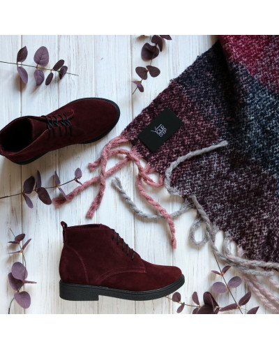 Черевики із бордової замші Арт. 12-20(Sn4)