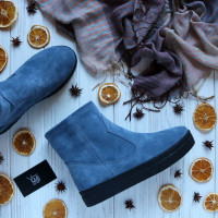 Ботинки из замши цвета джинс Арт. 12-19Ls