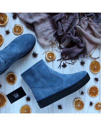 Ботинки из замши цвета джинс Арт. 12-19Ls