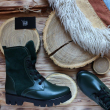 Ботинки зеленого цвета со шнуровкой на тракторной подошве Арт. 12-6F(S2)