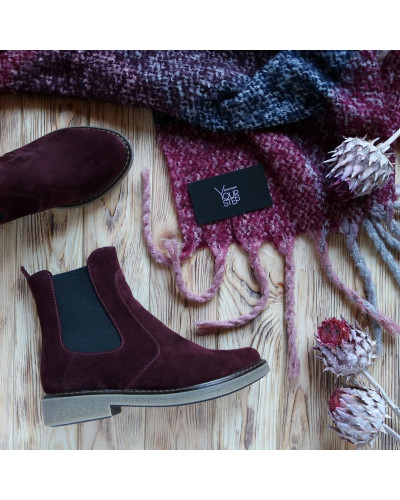 Челсі із натуральної замші бордового кольору 12-1(Sn4)