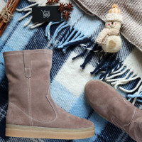 Полусапоги из замши цвета капучино Арт. 12-2Ls