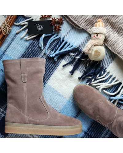 Полусапоги из замши цвета капучино Арт. 12-2Ls