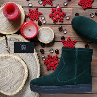 Ботинки из темно-зеленой замши Арт. 12-19Ls