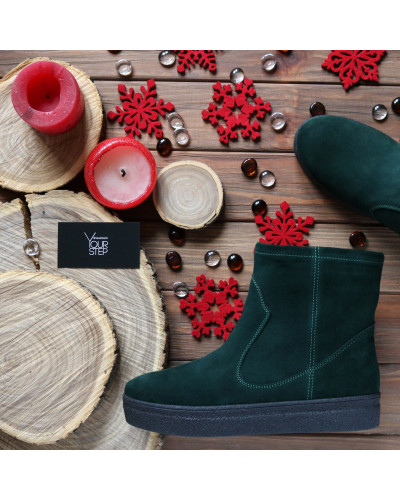 Ботинки из темно-зеленой замши Арт. 12-19Ls