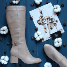 Бежеві чоботи на підборах Арт. 605-2Ок-3326(2)