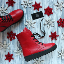 Ботинки из красной кожи 12-6(Ls6)