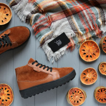 Ботинки из натуральной кожи и замши рыжего цвета 05-11(Ls6) ДОП*