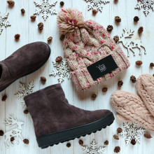 Ботинки из замши цвета какао 12-19(Ls6)