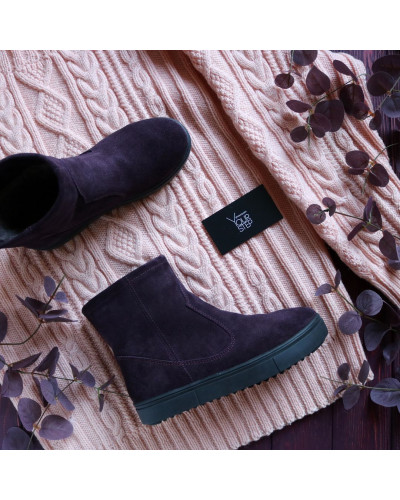 Ботинки из замши цвета баклажан Арт. 12-19/21613