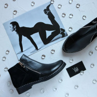 Ботинки из черной кожи и замши 235-2V(64)