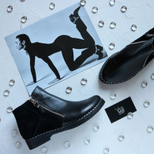 Ботинки из черной кожи и замши 235-2V(64)