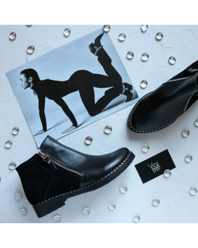 Ботинки из черной кожи и замши 235-2V(64)