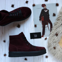 Ботинки из замши цвета бордо 51-3/152