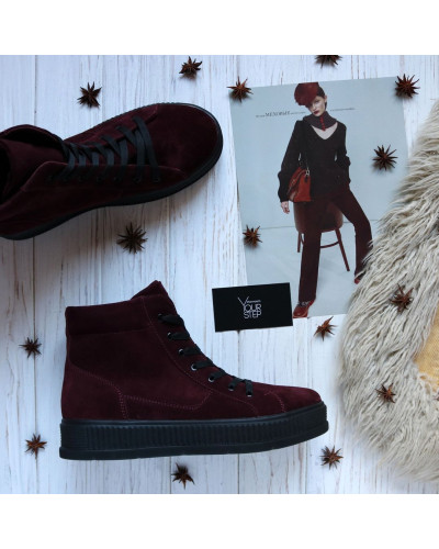 Ботинки из замши цвета бордо 51-3/152