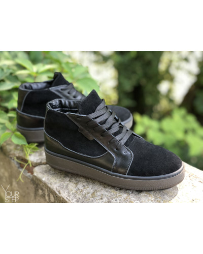 Ботинки из натуральной кожи и замши черного цвета 05-11(Ls6) ДОП*