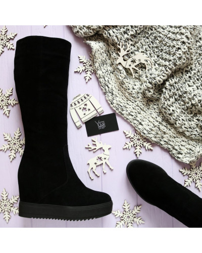 Чорні чоботи на танкетці Арт. R-4