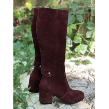 Чоботи з бордової замші Арт. 605-2Ок-3326(2)