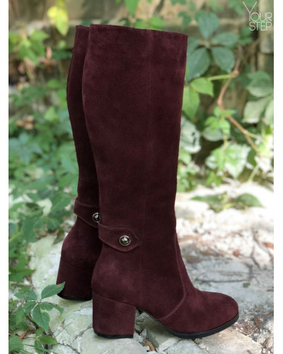 Чоботи з бордової замші Арт. 605-2Ок-3326(2)