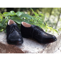 Туфли на низком ходу из нубука под питон черного цвета Арт. 16-1/12(Mar4)