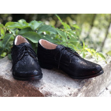 Туфли на низком ходу из нубука под питон черного цвета Арт. 16-1/12(Mar4)