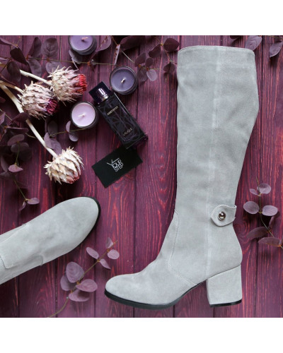 Чоботи із сірої замші Арт. 605-2Ок-3326(2)