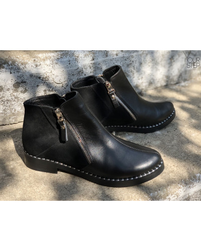 Ботинки из черной кожи и замши 235-2V(64)