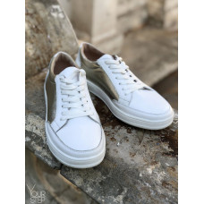 Кеди із білої шкіри зі вставками Арт. Om-2(Em)