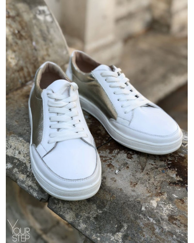 Кеди із білої шкіри зі вставками Арт. Om-2(Em)