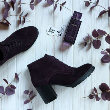 Ботильоны из замши цвета баклажан на устойчивом каблуке Арт. 605-8Alf