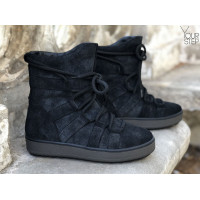 Ботинки из серой замши с напылением Ls6-2