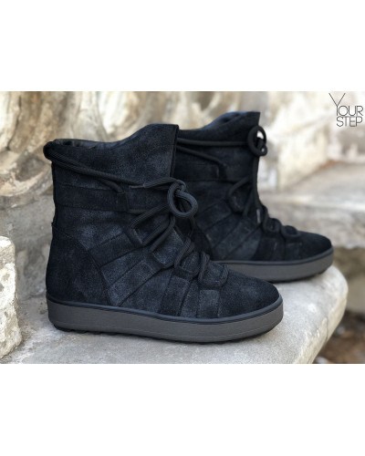 Ботинки из серой замши с напылением Ls6-2