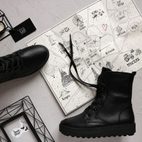 Ботинки из черной кожи 12-6(Ls6)