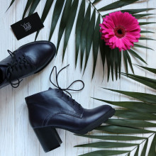 Ботильоны из кожи цвета баклажан на устойчивом каблуке Арт. 605-8Alf