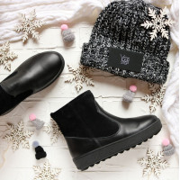 Ботинки из черной кожи и замши 12-19(Ls6)