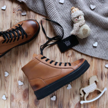 Ботинки из натуральной кожи рыжего цвета с эффектом потертости 51-3/152