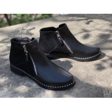 Ботинки из черной кожи и замши 235-2V(64)