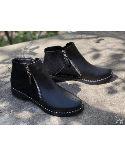 Ботинки из черной кожи и замши 235-2V(64)