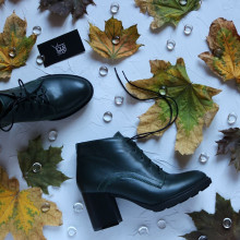 Ботильоны из кожи зеленого цвета на устойчивом каблуке Арт. 605-8Alf